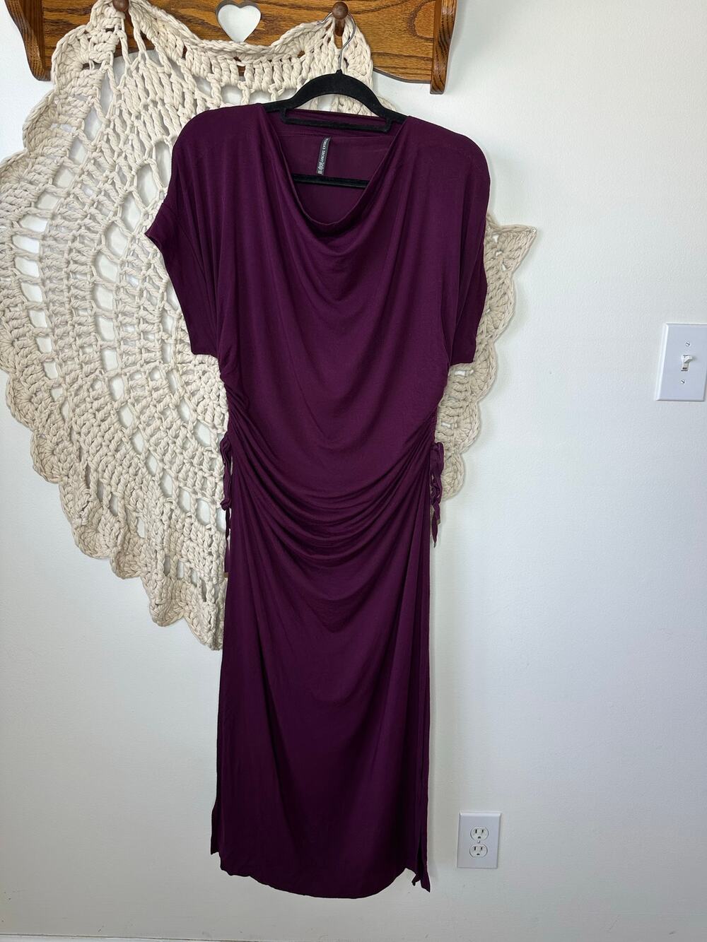 Victoria’s Secret 2010s Eggplant Purple Ruched Bodycon Maxi Dress Large